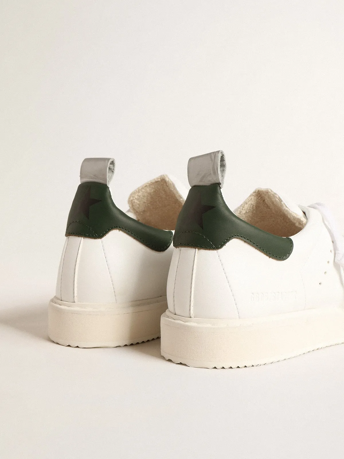 Starter d’origine biologique avec contrefort en cuir vert | Golden Goose