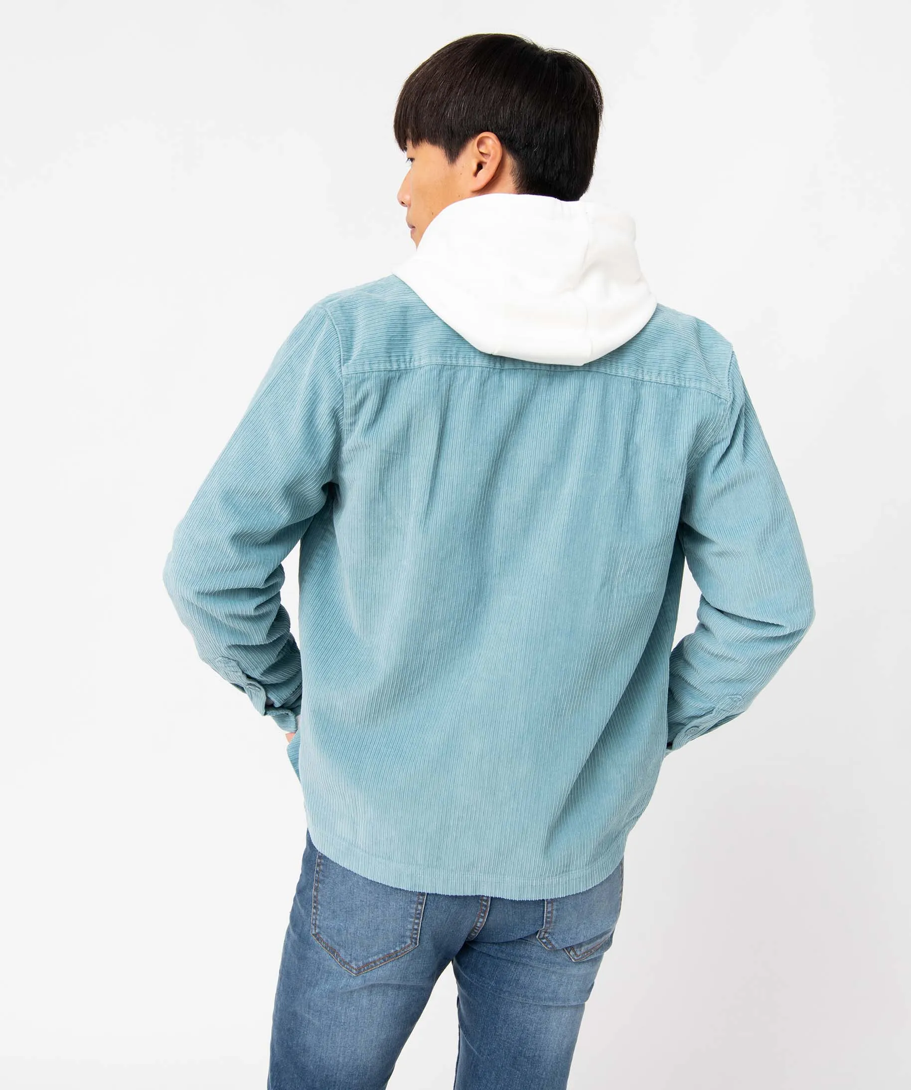 Sur-chemise homme en velours côtelé bleu