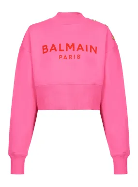 SWEAT-SHIRT COURT IMPRIMé BALMAIN PARIS - BALMAIN pour FEMME | Printemps