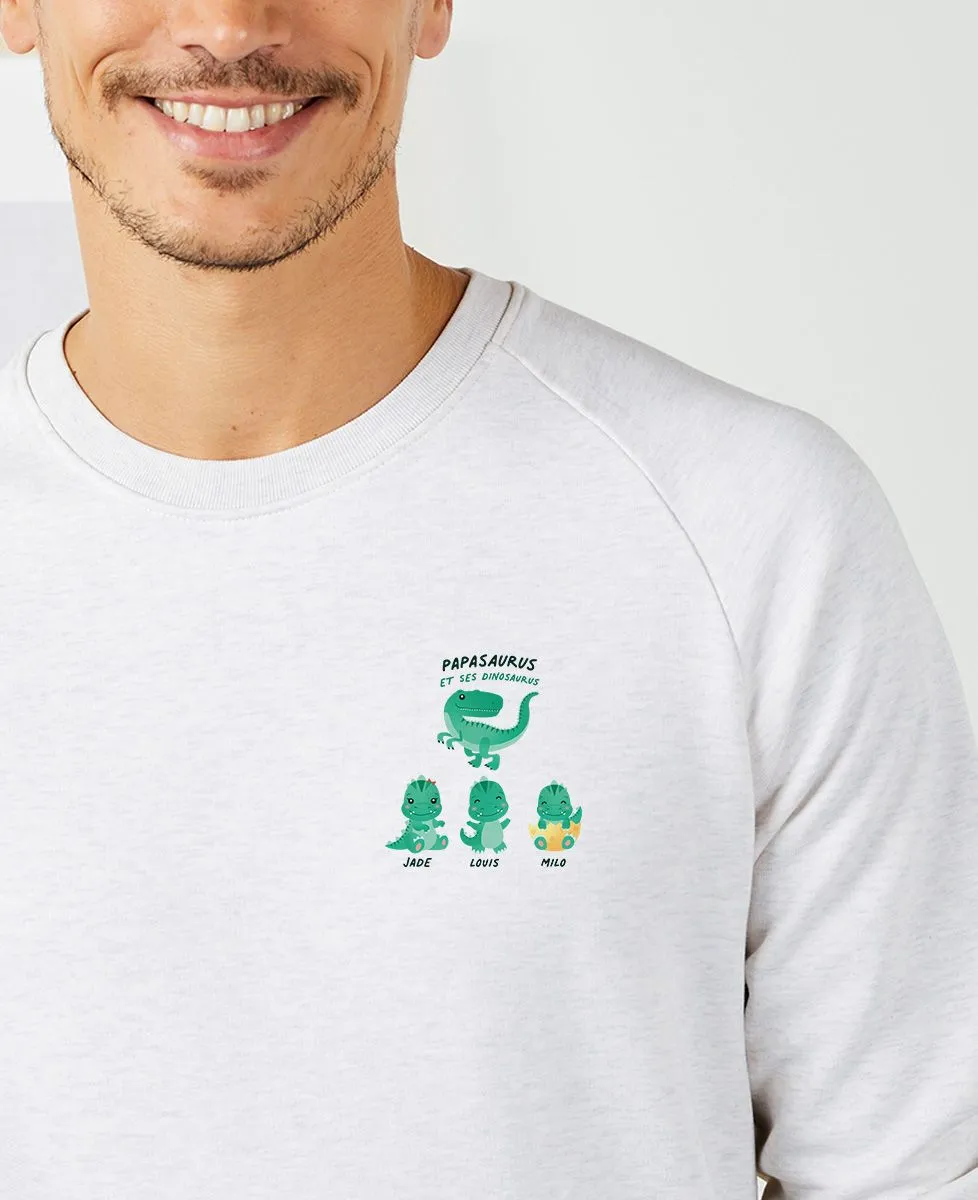 Sweatshirt homme Papasaurus et ses dinosaurus personnalisé