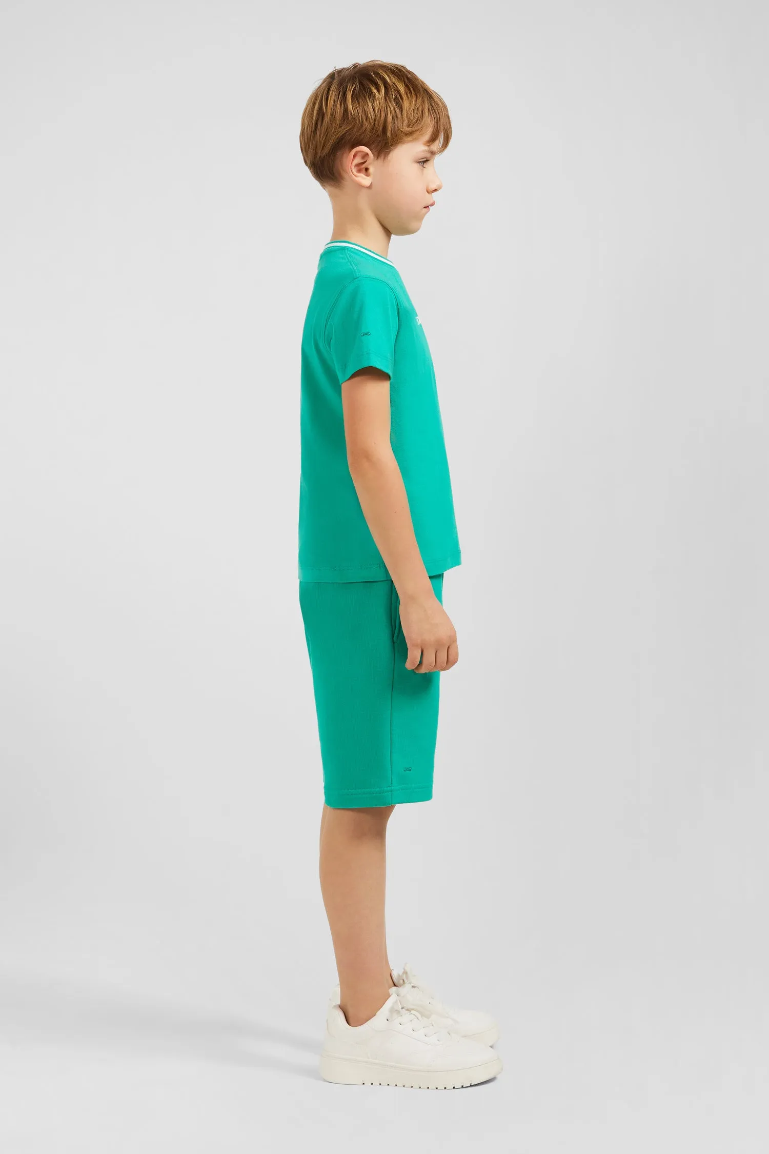 T-shirt col rond rayé Eden Park vert en coton stretch