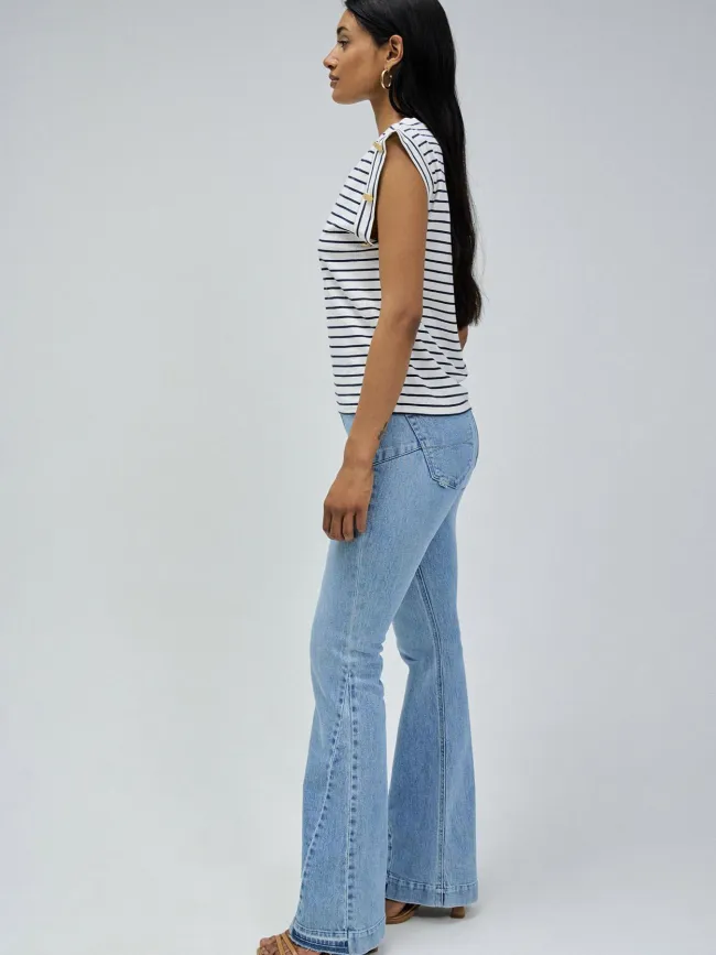 T-shirt metallic sailor stripes blanc femme - Salsa | wimod