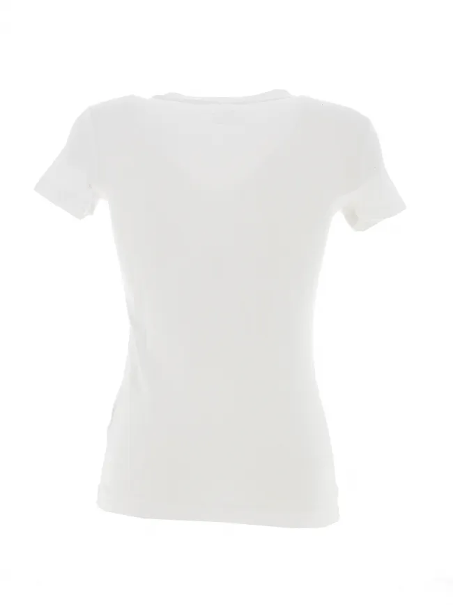 T-shirt à strass fleurs blanc femme - Guess | wimod