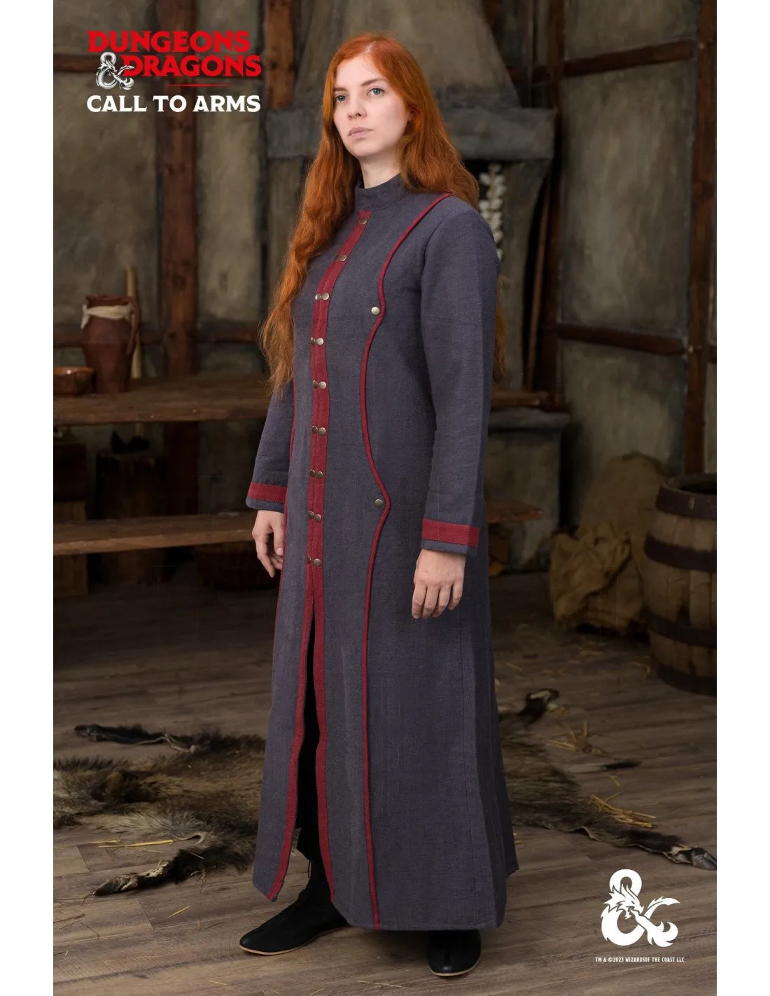 Tunique de sorceleur Donjons et Dragons, gris-rouge ⚔️ Boutique Épées