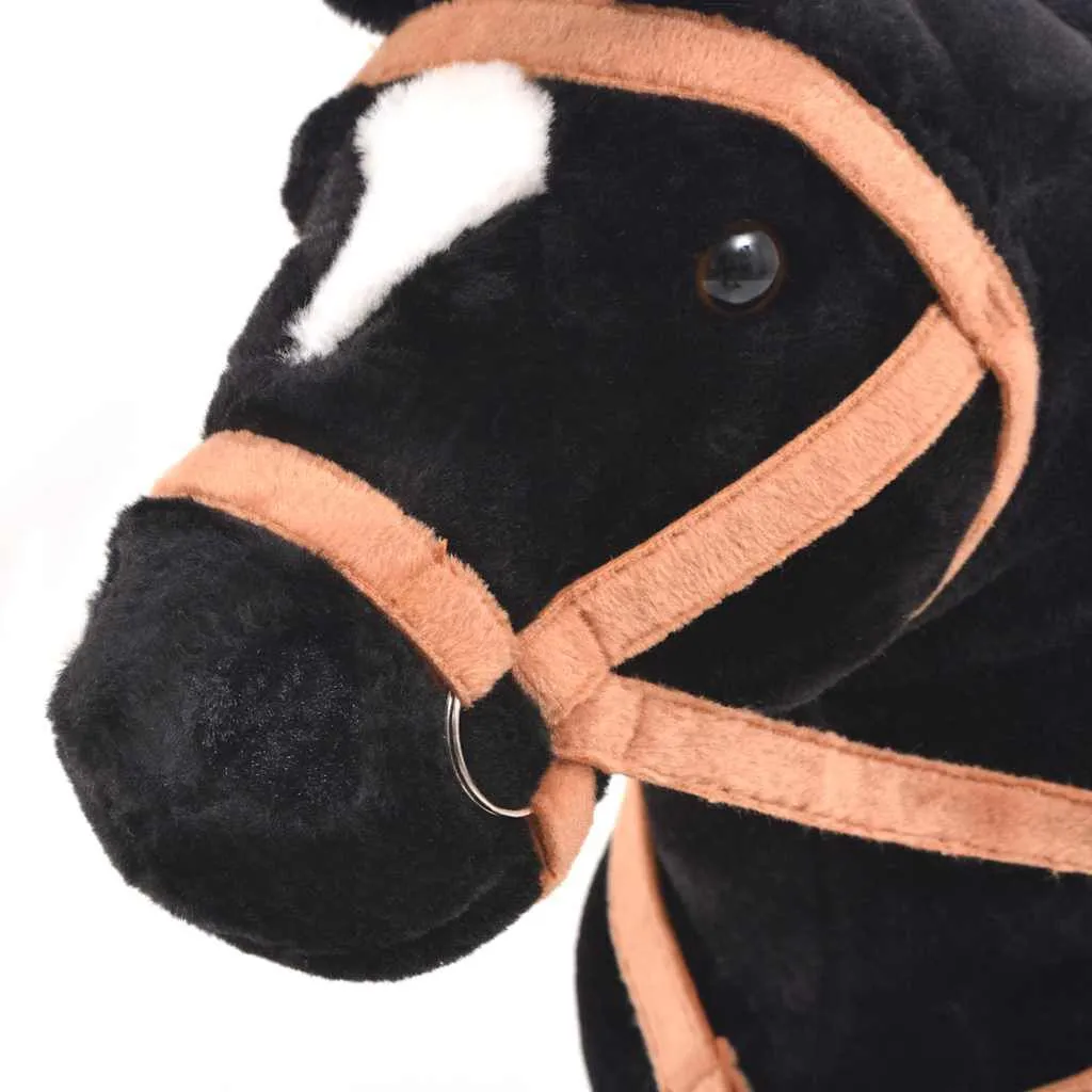 vidaXL Jouet en peluche Cheval Noir | vidaxl-fr